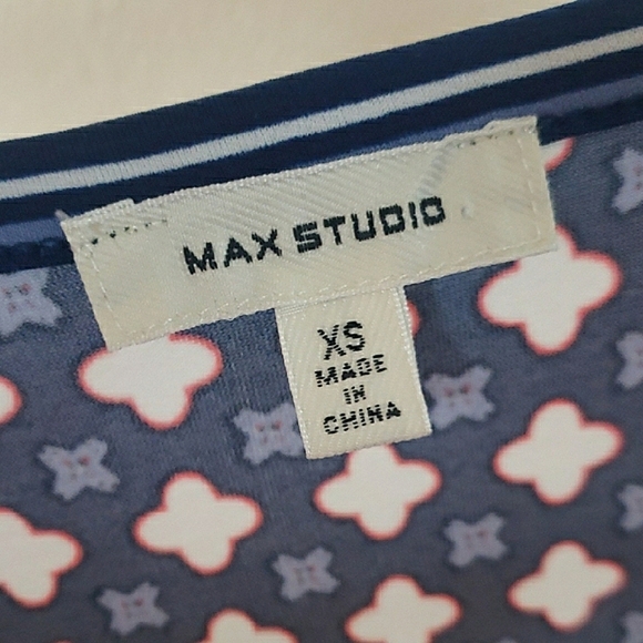 Max Studio Sleeveless Midi Dress Blue White Orange Geometric Medallion Size XS - Picture 8 of 10